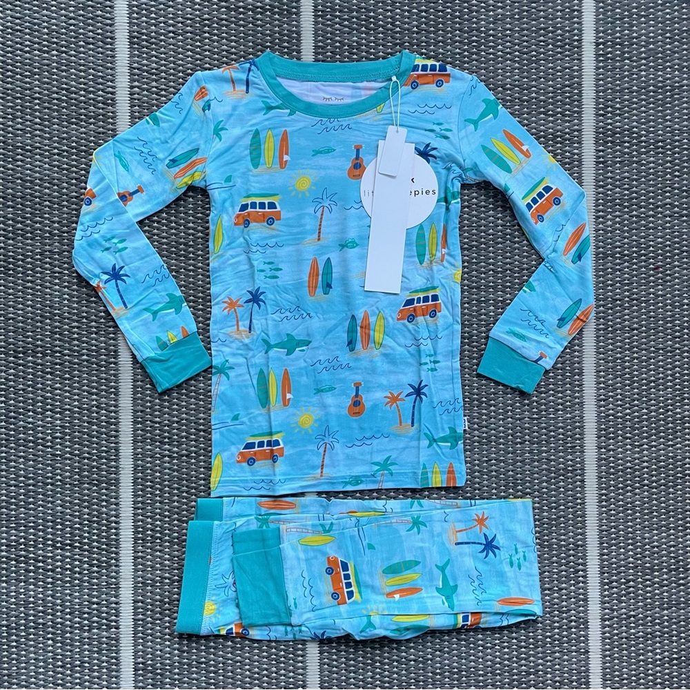 Little Sleepies Surf Life Bamboo Viscose Two Piece Pajama Set, 5/6
